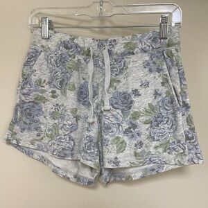 Old Navy: Women’s Blue Gray Floral Cotton Knit Shorts, Size S